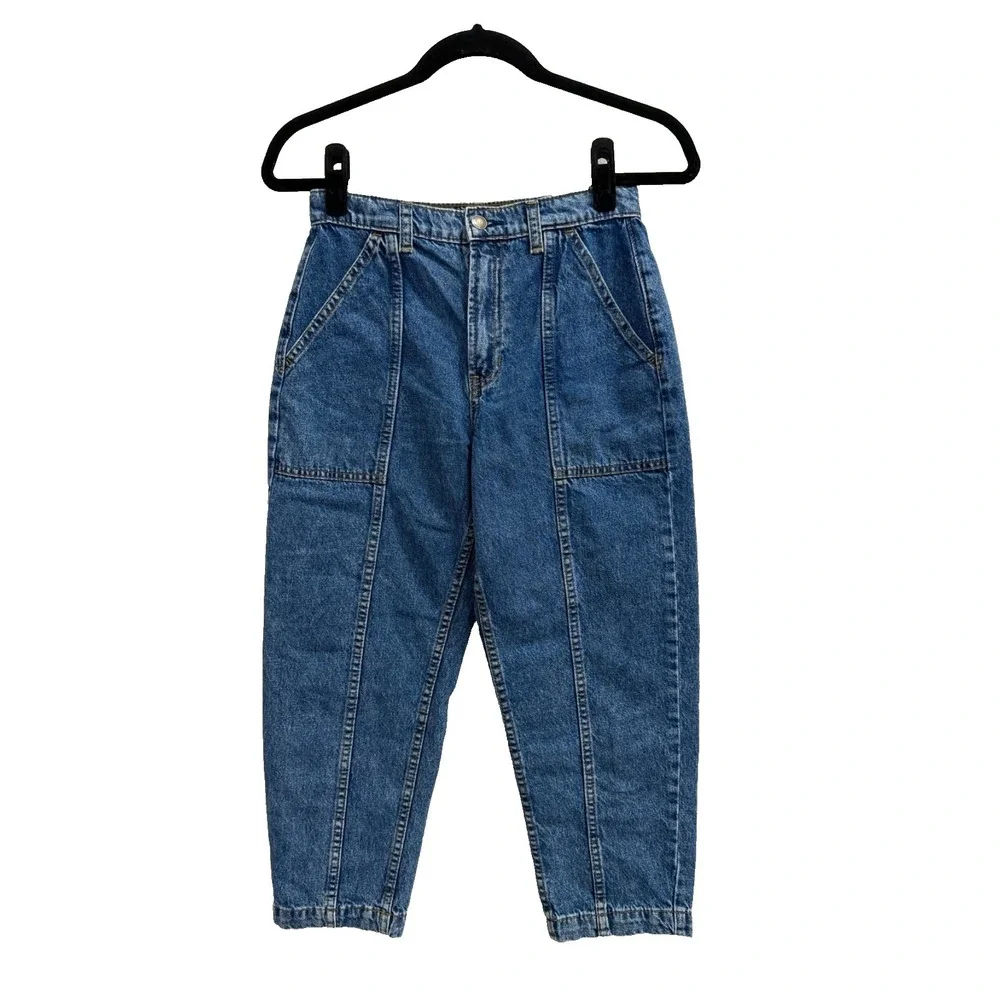 GAP Kids Barrel Jeans Girls Size 14 High Waist Tapered Leg Utility Streetwear